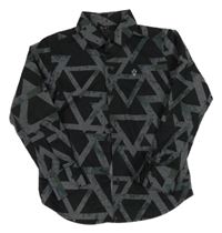 Sivo-čierno-farebná vzorovaná košeľa