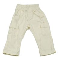 Smotanové plátenné nohavice s vreckami