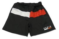 Čierno-červeno-biele kraťasy s nápisom