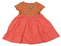 -Nové Červeno-sivé pruhpvané šaty s růžovou plátěnou sukní Mini Boden