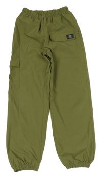Khaki ľahké cuff nohavice s vreckami