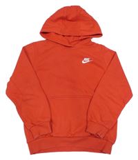 Červená mikina s logem Nike a kapucí Nike