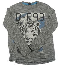 Čierno-sivé žíhané tričko s tigrom Y.F.K.