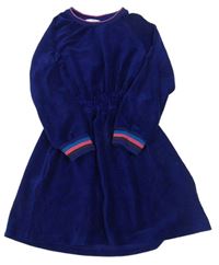 Námořnicky modré zamatové rebrované šaty M&S