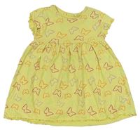 Žlté bavlnené šaty s motýlikmi Primark