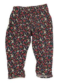 Tmavomodré tepláky s kvietkami Mothercare
