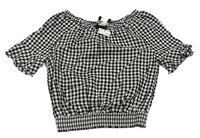 Černo-bílá kostkovaná crop halenka H&M