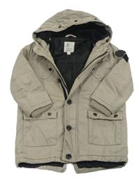 Béžová plátěná zimní bunda s kapucí River Island 