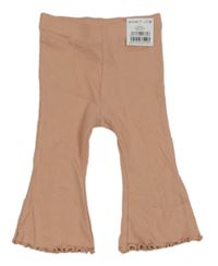 Nové - Světlerůžové žebrované flare kalhoty Next