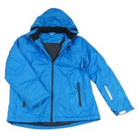 Azurová funkční šusťáková zimní bunda s kapucí Crane
