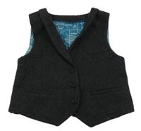 Čierno-sivá vlnená podšitá vesta M&S