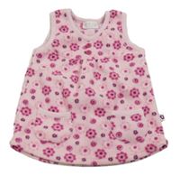 Svetloružové fleecové šaty s kvietkami Okay