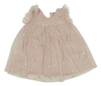 Svetloružové sieťované šaty s hviezdičkami H&M