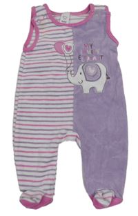 Fialovo-pruhované sametové dupačky so slonom C&A