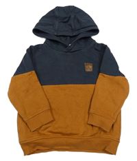 Tmavomodro-hnědá mikina s kapucí Topolino 