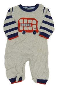 Šedo-tmavomodrý pletený overal s autobusem George 