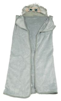 Svetlosivá chlpatá zavinovací deka s príšerkou