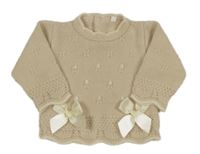 Béžový vzorovaný sveter s mašľami