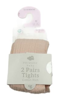 Nové - 2x - Bílé + růžové vzorované punčocháče Primark