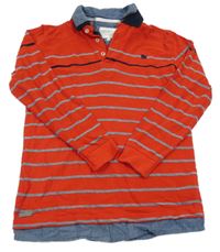 Červeno-modré pruhované polo tričko so všitou košilí Jasper Conran