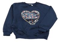 Tmavomodrá mikina so srdiečkom a volánikmi C&A