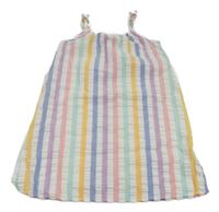 Biele krepové šaty s farebnymi prúžkami Nutmeg