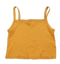 Okrový rebrovaný crop top s čipkou H&M