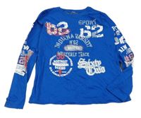 Kobaltově modré triko s nápisy Bonprix