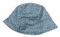 Světlemodro-tmavomodrý vzorovaný klobouk s rybkami 