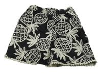 Černé plátěné kraťasy s ananasy a madeirou M&S