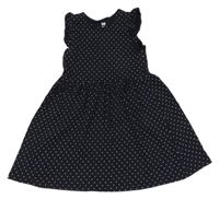 Tmavomodré bavlnené šaty s bodkami H&M