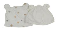 2x - Biela čapica s hvězdičkami +bílá čapica so zvieratkami