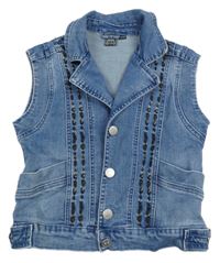 Modrá rifľová vesta s výšivkou Indian Blue Jeans
