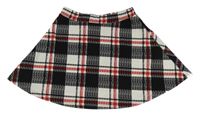 Čierno-bielo-červená kockovaná kolová sukňa