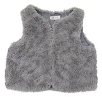 Sivá kožušinová podšitá vesta h&m