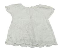 Biela blúzka s kytičkami/madeirou Zara