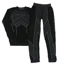 2Set - Černo-šedé funkční sportovní thermo spodní triko + spodní kalhoty NORDE