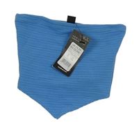 Modrý rebrovaný bandeau top s cípem New Look