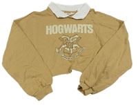 Svetlohnedá oversize crop mikina so znakem - Harry Potter a golierikom H&M