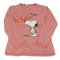 Starorůžové pyžamové triko se Snoopym 