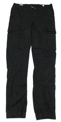 Černé cargo cuff slim kalhoty JACK&JANES