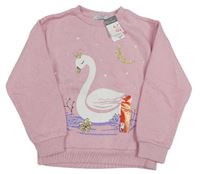Světlerůžová mikina s labutí PRIMARK