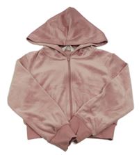 Staroružová plyšová prepínaci crop mikina s kapucňou H&M