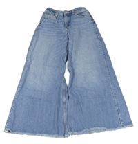 Modré super wide leg waist rifle H&M