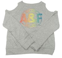 Sivá melírovaná mikina s písmenky/logem a volnými rameny Abercrombie&Fitch