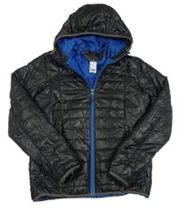 Černá prošívaná šusťáková funkční zateplená bunda s kapucí Quechua