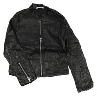 Čierna koženková jarná crop bunda miss e-vie