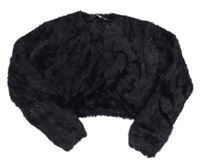 Černé chlupaté propínací svetrové bolérko George
