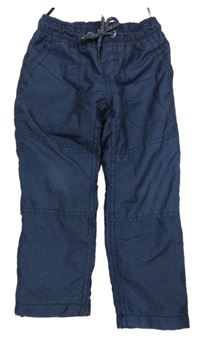 Tmavomodré vzorované šusťákové podšité kalhoty C&A