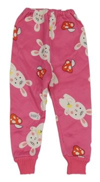 Tmavoružové tepláky so zajačikmi a muchomůrkami